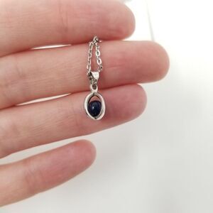 Vintage Avon Silver Tone and Black Bead Pendant, Minimal, Stacking, Layered